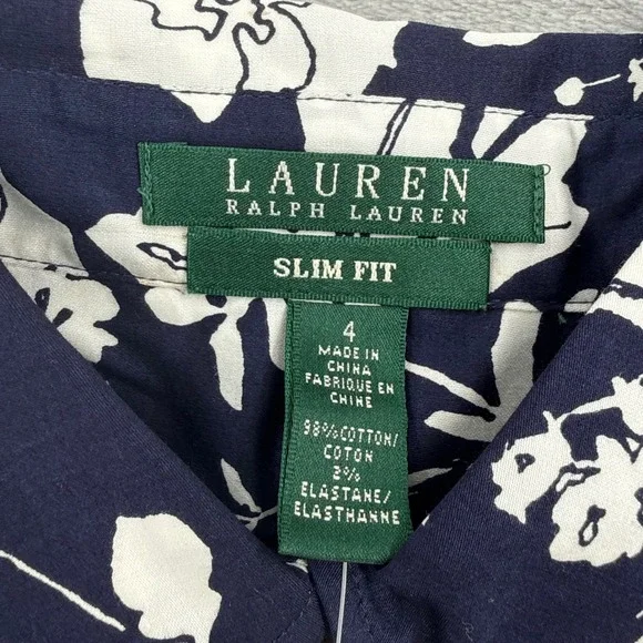 Lauren Ralph Lauren Slim Fit Floral Stretch Cotton Button Down Shirt Women's 4 - Picture 4 of 13